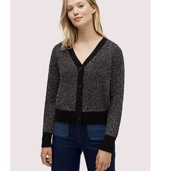 Kate Spade Sparkle Metallic Cardigan Sweater - Picture 1 of 11